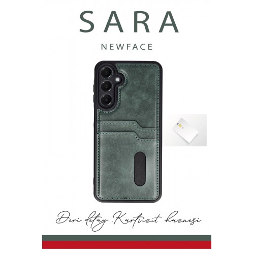 Newface Samsung Galaxy A16 5G Kılıf Sara Kartvizitli Deri Kılıf - Koyu Yeşil Newface Samsung Galaxy A16 5G Kılıf Sara Kartvizitli Deri Kılıf - Koyu Yeşil