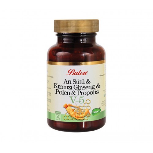 Balen (V5) Arı Sütü& Ginseng& Polen& Propolis Tablet 1015 Mg* 60 Balen (V5) Arı Sütü& Ginseng& Polen& Propolis Tablet 1015 Mg* 60