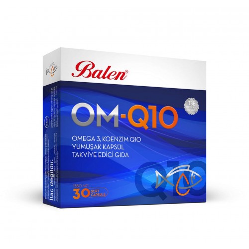 Balen Om-Q10 Omega 3 ve Koenzim İçeren Yumuşak Kapsül 1380 Mg*30 | Kalp Sağlığını Destekleyen Bağışıklık Sistemini Güçlendiren Takviye Edici Gıda