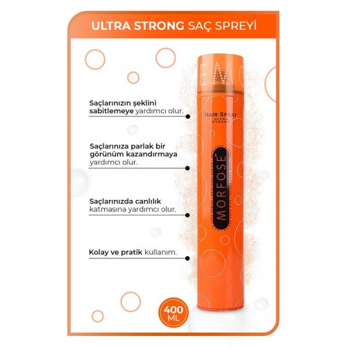 Morfose Saç Şekillendirici, Kalıntı Bırakmayan Ultra Strong/güçlü Saç Spreyi 400 ml Morfose Saç Şekillendirici, Kalıntı Bırakmayan Ultra Strong/güçlü Saç Spreyi 400 ml