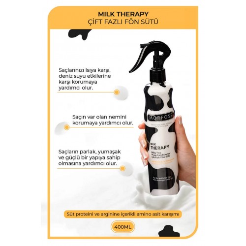Saç Dökülmesi Önleyici, Besleyici, Koruyucu - Milk Therapy Saç Bakım Fön Suyu 400 ml Saç Dökülmesi Önleyici, Besleyici, Koruyucu - Milk Therapy Saç Bakım Fön Suyu 400 ml