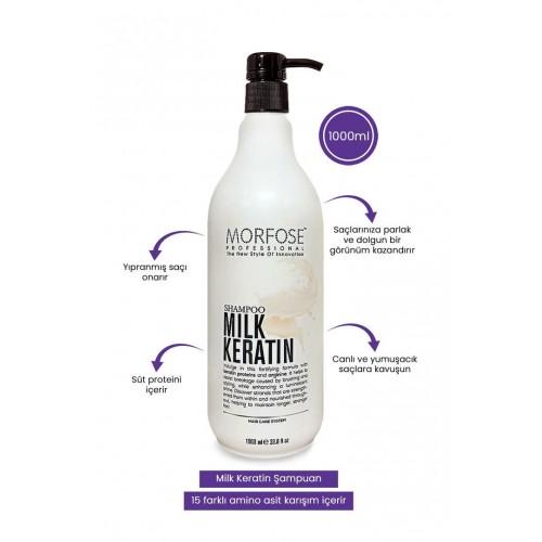 Morfose Saç Dökülmesi Karşıtı, Besleyici Ve Onarıcı Milk Keratin Şampuan 1000 ml Morfose Saç Dökülmesi Karşıtı, Besleyici Ve Onarıcı Milk Keratin Şampuan 1000 ml