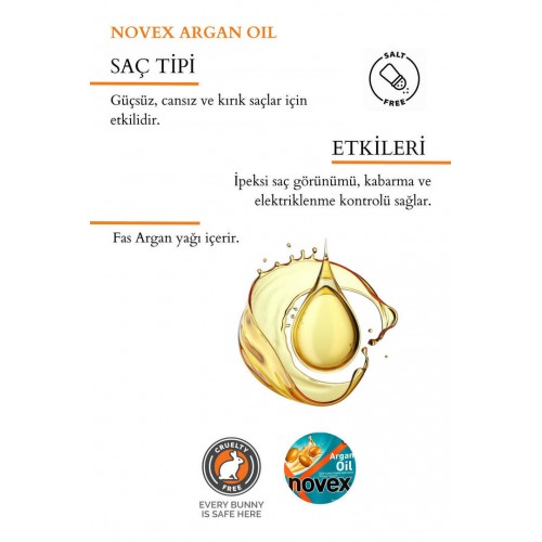 Novex Argan Oil Yıpranmış Saçlar için Durulanmayan Saç Bakım Kremi 300g Novex Argan Oil Yıpranmış Saçlar için Durulanmayan Saç Bakım Kremi 300g