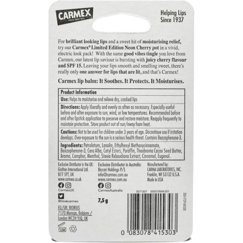 CARMEX Cherry Neon SPF15 Dudak Balmı 7.5 g CARMEX Cherry Neon SPF15 Dudak Balmı 7.5 g