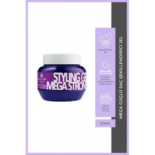 Kallos Mega Güçlü Saç Şekillendirici Jel 275 ML Kallos Mega Güçlü Saç Şekillendirici Jel 275 ML
