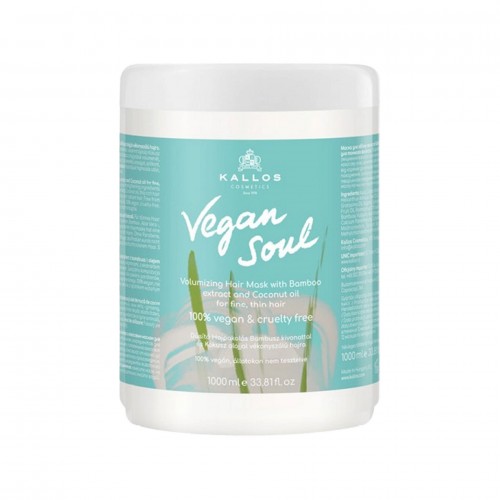 Kallos Cosmetics Vegan Soul 1000ml Ince Telli Saçlar için Hacim Veren Saç Maskesi