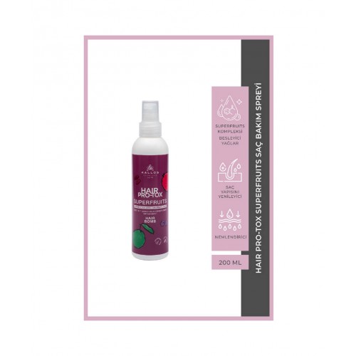 Kallos Hair Pro-Tox Superfruits Saç Bakım Spreyi 200 ML Kallos Hair Pro-Tox Superfruits Saç Bakım Spreyi 200 ML