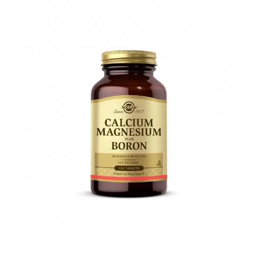 Solgar Calcium Magnesium Plus Boron 100 Tablet | Kalsiyum, Magnezyum ve Boron İçeren Kemik ve Kas Sağlığını İyileştirmeye Yardımcı Takviye Edici Gıda