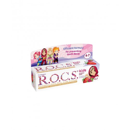 ROCS Ahududu-Çilek Aromalı Diş Macunu (4-7 yaş) | Çocuklara Özel Diş Minesini Güçlendiren Eğlenceli Diş Macunu