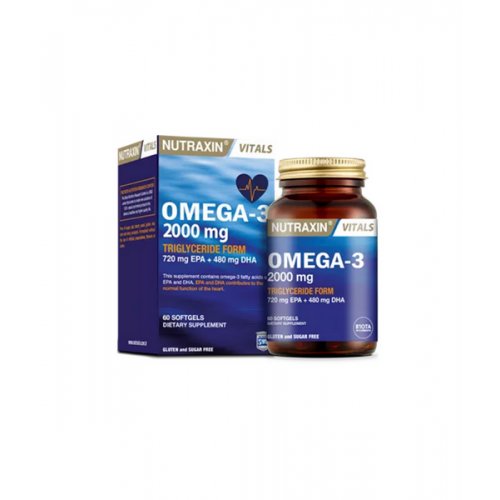 Nutraxin Omega-3 2000 mg | Beyin Fonksiyonlarını Geliştiren Zengin EPA ve DHA İçerikli Takviye Gıda Nutraxin Omega-3 2000 mg | Beyin Fonksiyonlarını Geliştiren Zengin EPA ve DHA İçerikli Takviye Gıda