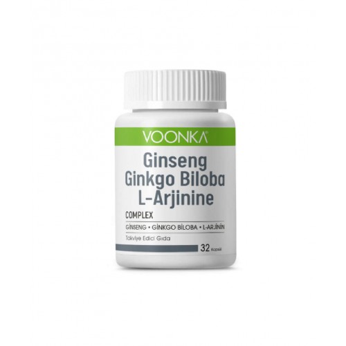 Voonka Ginseng Ginkgo Biloba L-Arginine 32 Kapsül | Enerji, Zihinsel Fonksiyonları ve Kan Akışını Destekleyici Takviye Edici Gıda Voonka Ginseng Ginkgo Biloba L-Arginine 32 Kapsül | Enerji, Zihinsel Fonksiyonları ve Kan Akışını Destekleyici Takviye Edici Gıda