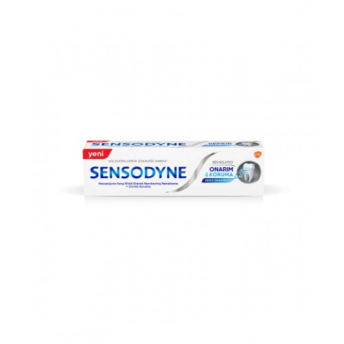 Sensodyne Beyazlatıcı Onarım ve Koruma 75 ml | Dişlerinizi Beyazlatmaya Yardımcı Olurken, Aynı Zamanda Diş Hassasiyetini Azaltan Diş Macunu Sensodyne Beyazlatıcı Onarım ve Koruma 75 ml | Dişlerinizi Beyazlatmaya Yardımcı Olurken, Aynı Zamanda Diş Hassasiyetini Azaltan Diş Macunu