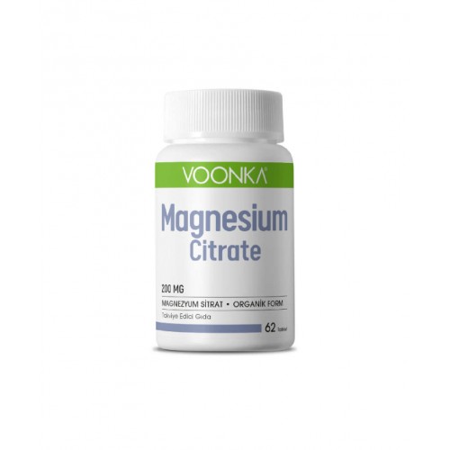 Voonka Magnesium Citrate 200 mg 60 Tablet | Sindirim Sisteminin Rahatlamasına Yardımcı Magnezyum Takviye Edici Gıda