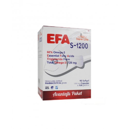 New Life EFA S-1200 90 Kapsül | Omega-6 Yağ Asitleri İçeren Kalbin ve Beyin Fonksiyonlarının Korunmasına Yardımcı Takviye