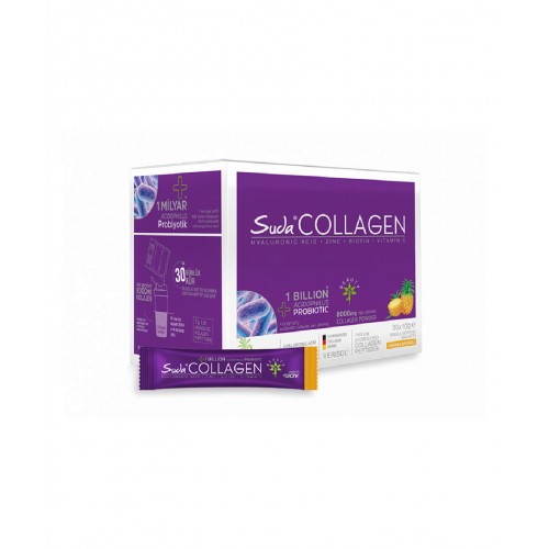 Suda Collagen   Probiotic Ananas Aromalı 30 Saşe | Cildinizin Elastikliğini Artıran Kolajen Takviyesi