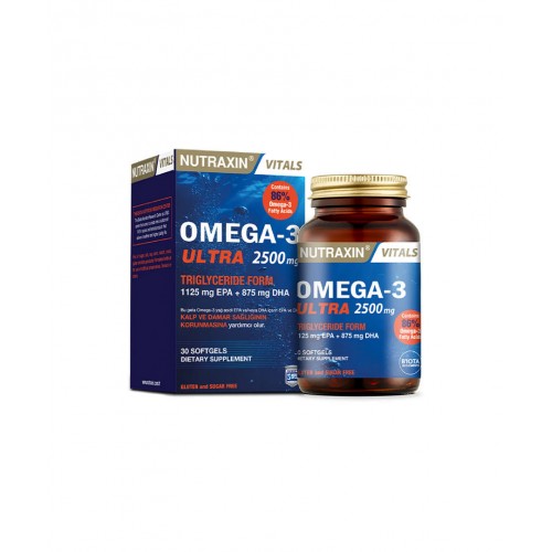 Nutraxin Omega-3 Ultra 2500 mg 30 Kapsül | Kalp ve Damar Sağlığını Korumaya Yardımcı Takviye Edici Gıda
