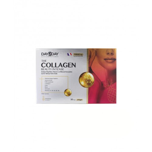 Day2Day The Collagen Beauty Intense 12 g 30 Saşe | Ananas Aromalı, Cildin Elastikiyetini Artırmaya ve Yaşlanma Belirtilerini Azaltmaya Yardımcı Takviye Edici Gıda Day2Day The Collagen Beauty Intense 12 g 30 Saşe | Ananas Aromalı, Cildin Elastikiyetini Artırmaya ve Yaşlanma Belirtilerini Azaltmaya Yardımcı Takviye Edici Gıda