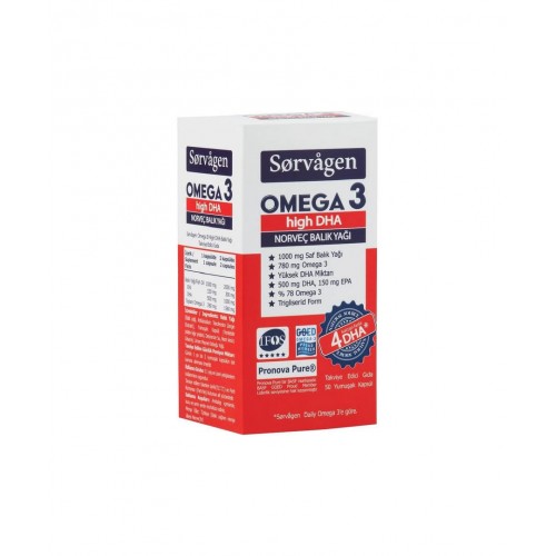 Sorvagen Omega 3 High DHA Norveç Balık Yağı 50 Kapsül | Yüksek Kaliteli Omega-3 Yağ Asitleri İçeren Kalp Sağlığı ve Beyin Fonksiyonlarını İyileştirici Takviye Edici Gıda