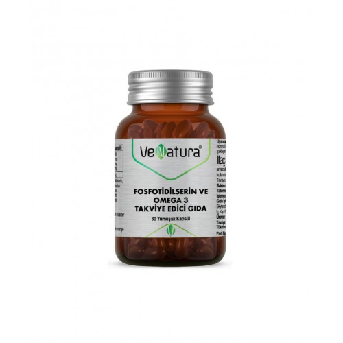 VeNatura Fosfotidilserin ve Omega 3 30 Kapsül | Kalbin ve Beyin Fonksiyonlarının Korunmasına Yardımcı Fosfotidilserin İçeren Balık Yağı