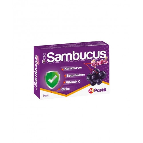 DNZ Sambucus Special 24 Pastil | Soğuk Algınlığı, Grip Gibi Durumlarda Yatıştırıcı Pastil DNZ Sambucus Special 24 Pastil | Soğuk Algınlığı, Grip Gibi Durumlarda Yatıştırıcı Pastil