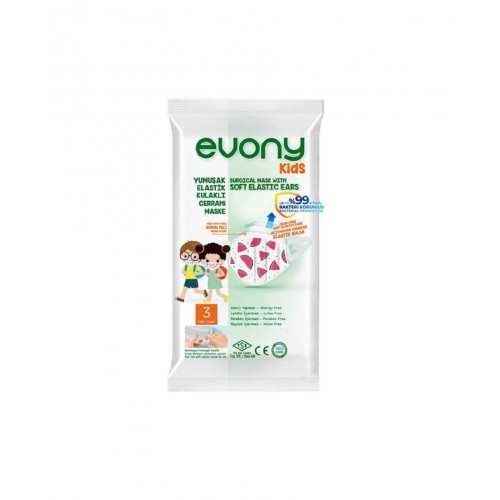 Evony Kids Yumuşak Elastik Kulaklıklı Çocuk Maskesi 10'lu