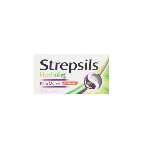 Strepsils Herbal Kara Mürver Şekersiz Pastil | Boğaz Rahatsızlıklarını Hafifletmeye Yardımcı Takviye Edici Gıda