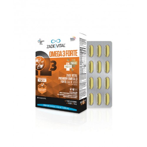 Zade Vital Omega 3 Forte Balık Yağı 1200 mg 40 Kapsül | Kalp Sağlığını Destekleyici ve Beyin Fonksiyonlarını Güçlendirici Takviye Edici Gıda Zade Vital Omega 3 Forte Balık Yağı 1200 mg 40 Kapsül | Kalp Sağlığını Destekleyici ve Beyin Fonksiyonlarını Güçlendirici Takviye Edici Gıda