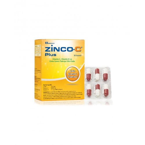 Zinco-C Plus 30 Kapsül | Bağışıklık Sistemi Destekleyici ve Enerji Seviyesi Artırıcı Takviye Edici Gıda