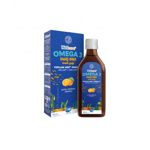 Wellcare Omega 3 UniQ DHA Balık Yağı 150 ml | Kalp Sağlığını Destekleyici, Beyin ve Göz Fonksiyonlarını Güçlendirici Takviye Edici Gıda Wellcare Omega 3 UniQ DHA Balık Yağı 150 ml | Kalp Sağlığını Destekleyici, Beyin ve Göz Fonksiyonlarını Güçlendirici Takviye Edici Gıda