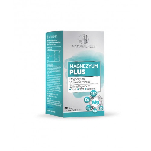 Naturalnest Magnezyum Plus 30 Tablet | Kas, Sinir Fonksiyonlarını ve Enerji Üretimini Destekleyen Takviye Edici Gıda Naturalnest Magnezyum Plus 30 Tablet | Kas, Sinir Fonksiyonlarını ve Enerji Üretimini Destekleyen Takviye Edici Gıda