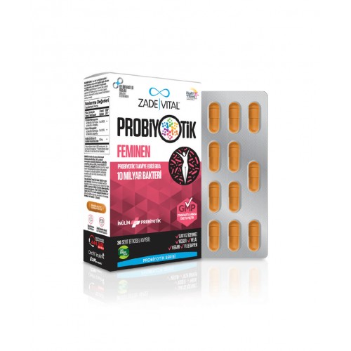 Zade Vital Probiotics Feminen 30 Kapsül | Kadınlara Özel Sindirim Sistemini Düzenlemeye ve Bağışıklık Sistemini Desteklemeye Yardımcı Probiyotik Bakteri İçeren Takviye Zade Vital Probiotics Feminen 30 Kapsül | Kadınlara Özel Sindirim Sistemini Düzenlemeye ve Bağışıklık Sistemini Desteklemeye Yardımcı Probiyotik Bakteri İçeren Takviye