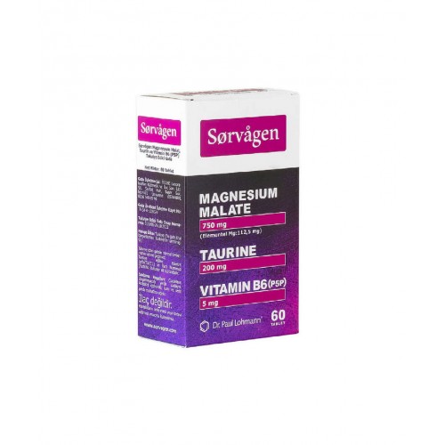 Sorvagen Magnezyum Malat 60 Tablet | Kas Ve Sinir Fonksiyonlarını Destekleyici ve Enerji Seviyelerini Yükseltmeye Yardımcı Takviye Gıda