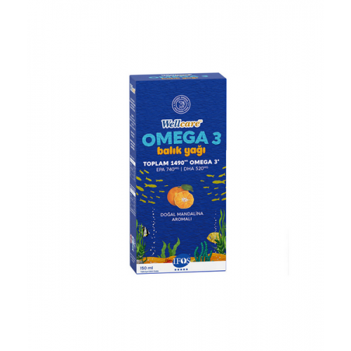 Wellcare Omega 3 Doğal Mandalina Aromalı Balık Yağı 150 ml | Kalbin Normal Fonksiyonuna Katkıda Bulunan Takviye