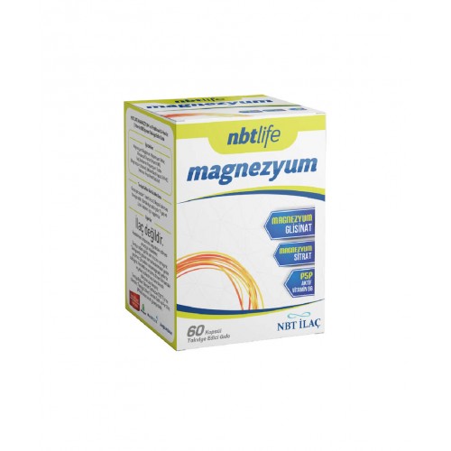 NBTLife Magnezyum P5P Vitamin B6 60 Kapsül | Kas Ve Sinir Fonksiyonlarını Düzenleyen Takviye Edici Gıda