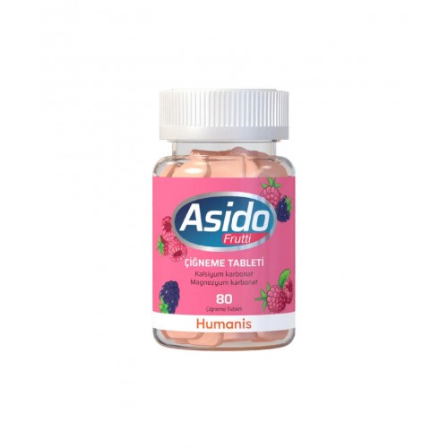 Asido Frutti 80 Çiğneme Tablet | Magnezyum ve Kalsiyum İçeren Sindirim Sistemi Destekleyici Takviye Edici Gıda