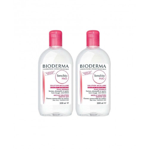 Bioderma Sensibio H2O İkili Set 500 ml   500 ml | Hassas Ciltler İçin Durulama Gerektirmeyen Misel Temizleme Suyu