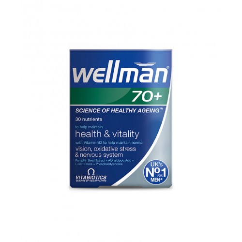 Wellman 70 30 Tablet | 70 Yaş ve Üstü Erkek Bireylerin Sağlık ve Enerji İhtiyaçlarını Karşılamak Üzere Özel Olarak Formüle Edilmiş Takviye Edici Gıda Wellman 70 30 Tablet | 70 Yaş ve Üstü Erkek Bireylerin Sağlık ve Enerji İhtiyaçlarını Karşılamak Üzere Özel Olarak Formüle Edilmiş Takviye Edici Gıda