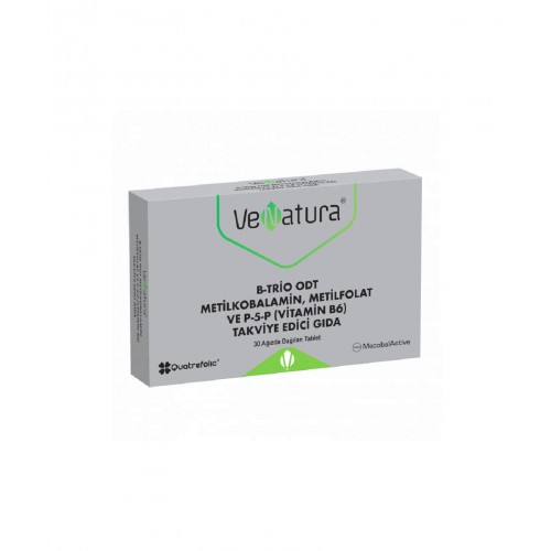 VeNatura B-Trio ODT Metilkobalamin, Metilfolat ve P-5-P (Vitamin B6) 30 Tablet | Sinir Sistemi, Bağışıklık Sistemi ve Ruh Hali İyileştiren Takviye Edici Gıda VeNatura B-Trio ODT Metilkobalamin, Metilfolat ve P-5-P (Vitamin B6) 30 Tablet | Sinir Sistemi, Bağışıklık Sistemi ve Ruh Hali İyileştiren Takviye Edici Gıda