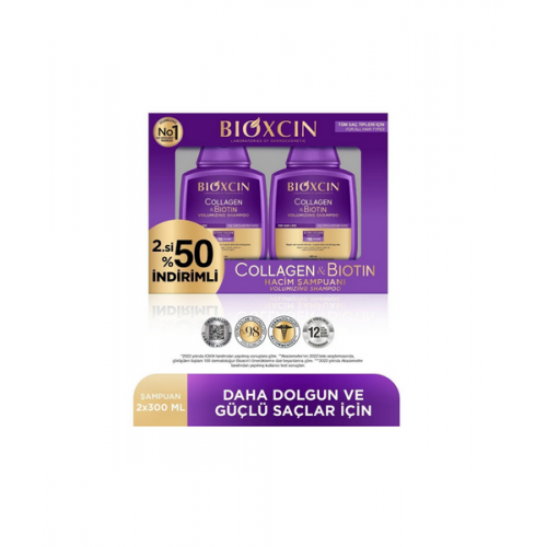 Bioxcin Collagen & Biotin Hacim Şampuanı 300 ml 2'li Avantajlı Set | Kolajen ve Biotin İçerikli Hacim Veren Şampuan Bioxcin Collagen & Biotin Hacim Şampuanı 300 ml 2'li Avantajlı Set | Kolajen ve Biotin İçerikli Hacim Veren Şampuan