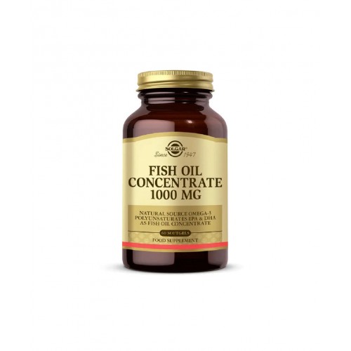 Solgar Fish Oil Concentrate 1000 Mg 60 Kapsül | Normal Beyin Fonksiyonlarının ve Görme Yetisinin Korunmasına Katkıda Bulunan Ağır Metallerden Arındırılmış Balık Yağı