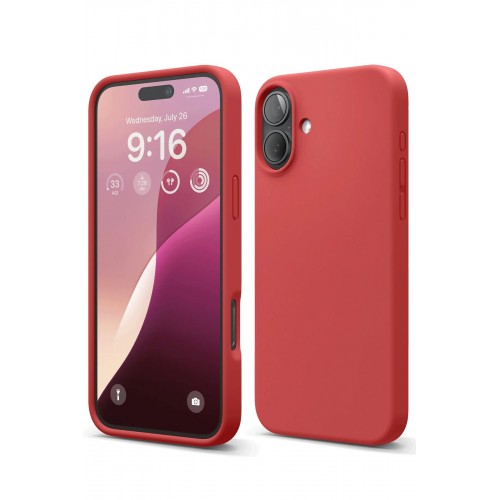 Newface iPhone 16 Plus Kılıf Nano içi Kadife Silikon - Kırmızı