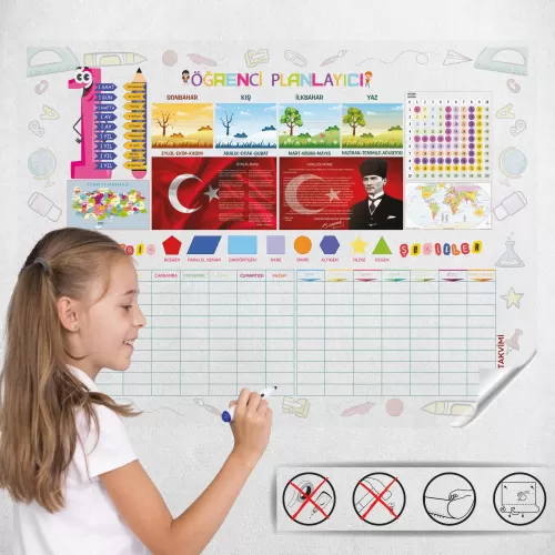 Statik Kağıt Öğrenci Planlayıcı 70 CM X 100 CM Statik Kağıt Öğrenci Planlayıcı 70 CM X 100 CM