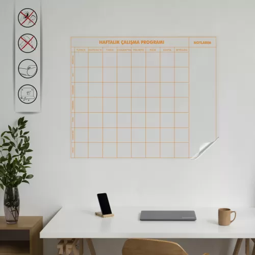Statik Kağıt 9-10-11-12.Sınıf Haftalık Ders Çalışma Programı 100 CM X 120 CM