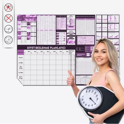 Statik Kağıt Diyet Beslenme Planlayıcı 100 CM X120 CM Statik Kağıt Diyet Beslenme Planlayıcı 100 CM X120 CM