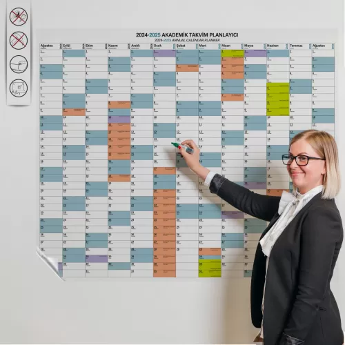 Statik Kağıt 2024-2025 Akademik Takvim Planlayıcı 120 CM x 144 CM