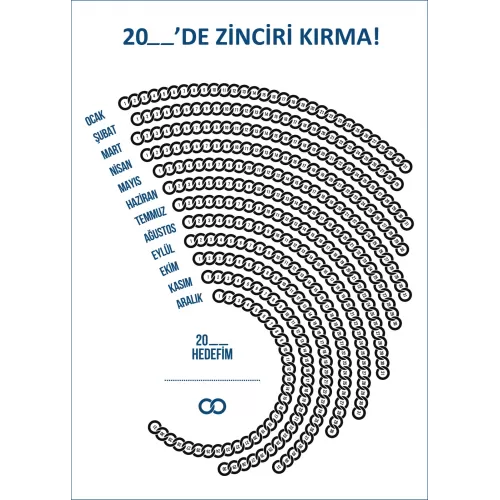 Statik Kağıt Zincir Kırma Takvimi 100 CM X 140 CM Statik Kağıt Zincir Kırma Takvimi 100 CM X 140 CM