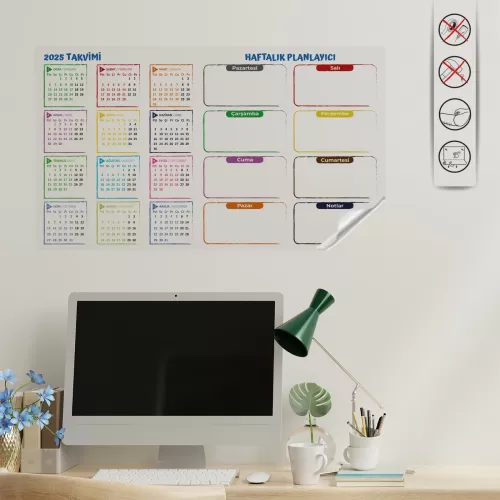 Statik Kağıt 2025 Mini Yıllık Plan (Model-1) 56 CM x 100 CM