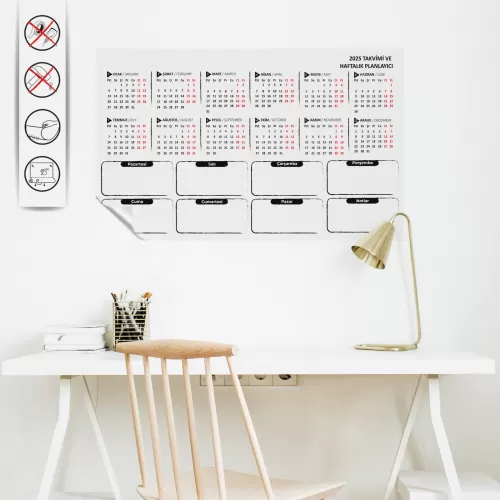 Statik Kağıt 2025 Mini Yıllık Plan (Model-3) 56 CM x 100 CM