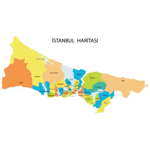 Statik Kağıt İstanbul Haritası 150 CM X 280 CM Statik Kağıt İstanbul Haritası 150 CM X 280 CM