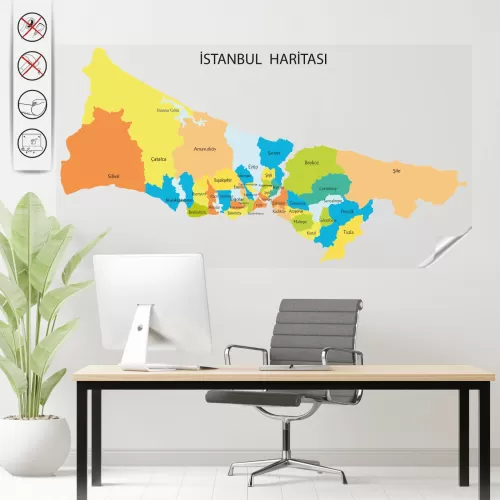 Statik Kağıt İstanbul Haritası 150 CM X 280 CM Statik Kağıt İstanbul Haritası 150 CM X 280 CM